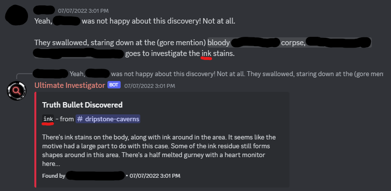 Example of a message triggering a Truth Bullet.