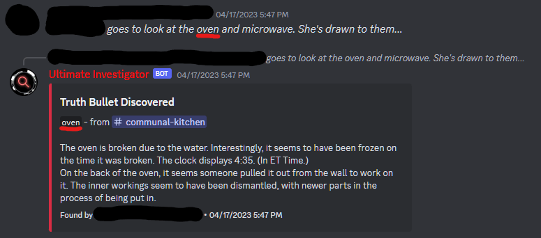 Example of a message triggering a Truth Bullet.